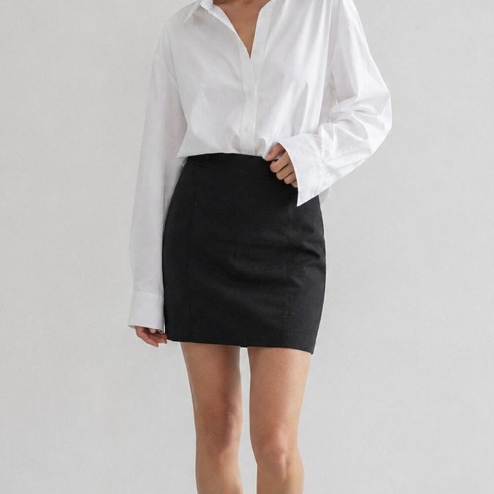 Vince Mini Pencil Skirt Womens 0 Black Paneled Stretch Bodycon $185 NWT